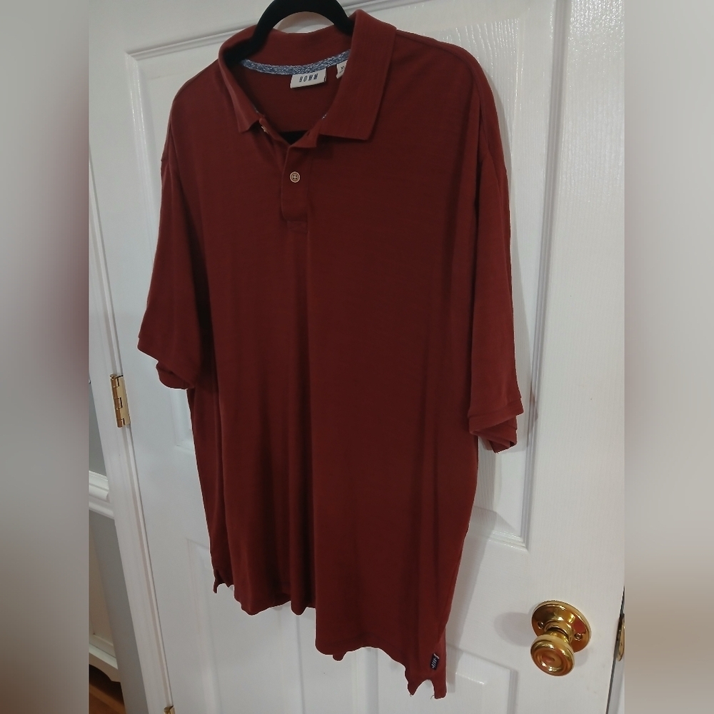 Men's Maroon ROWN Polo Shirt Preppy Streetwear Organic Cotton XL Basic Casual - Picture 2 of 7